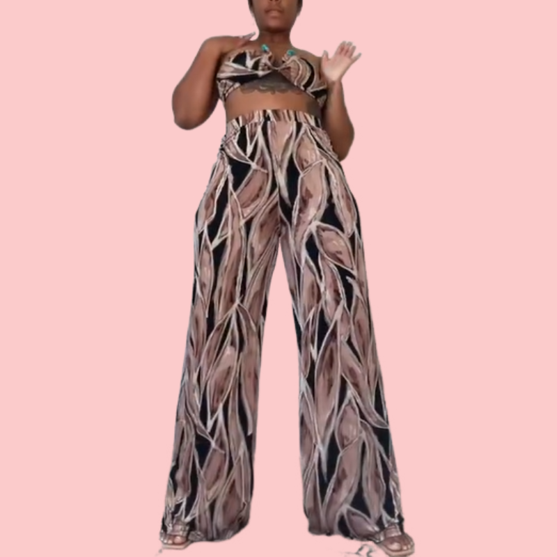 Printed Sheath Top & Trousers Set