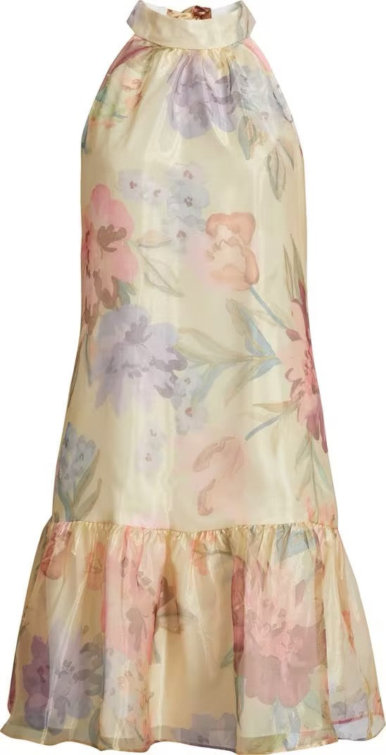 Floral-Print Halter Mini Dress