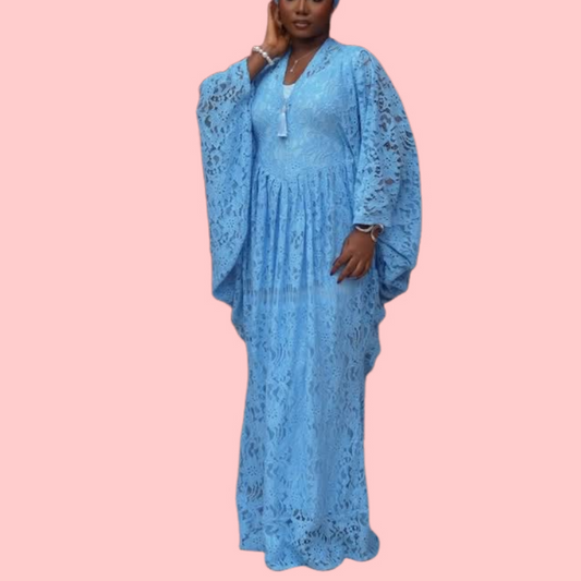 Blue Floral Printed Cutout Maxi Dress