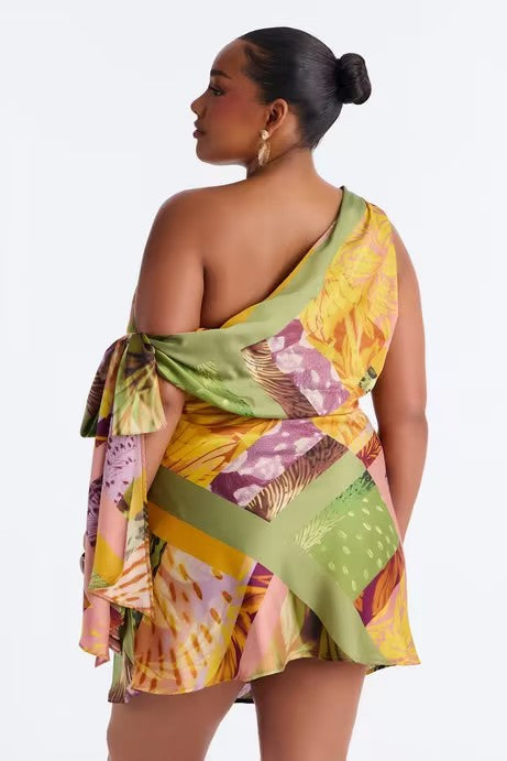 Daydreams Tropical Satin Mini Dress
