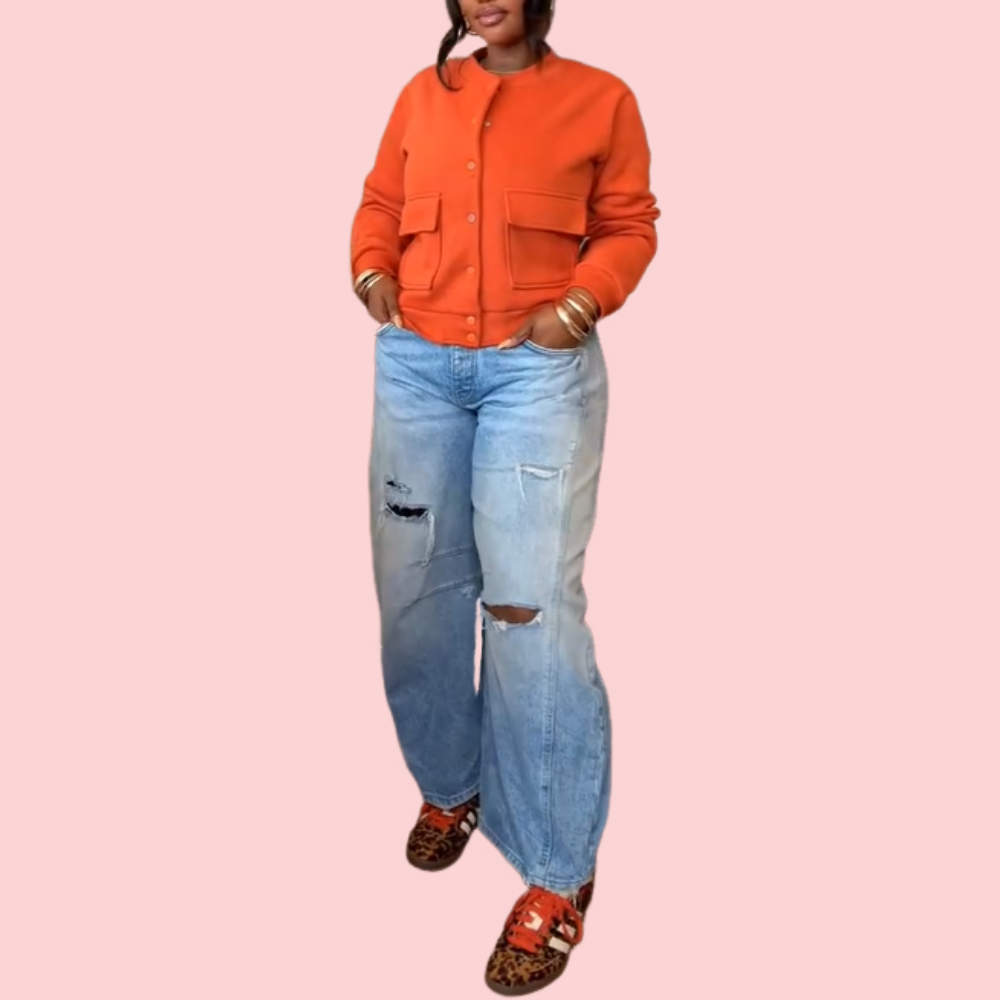 Solid-Color Pocket Jacket