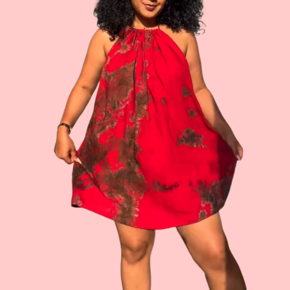 Tie-Dye Backless Mini Dress