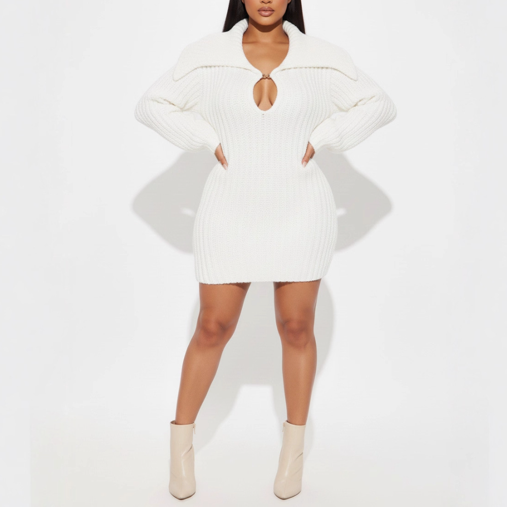 Cutout Knit Sweater Dress