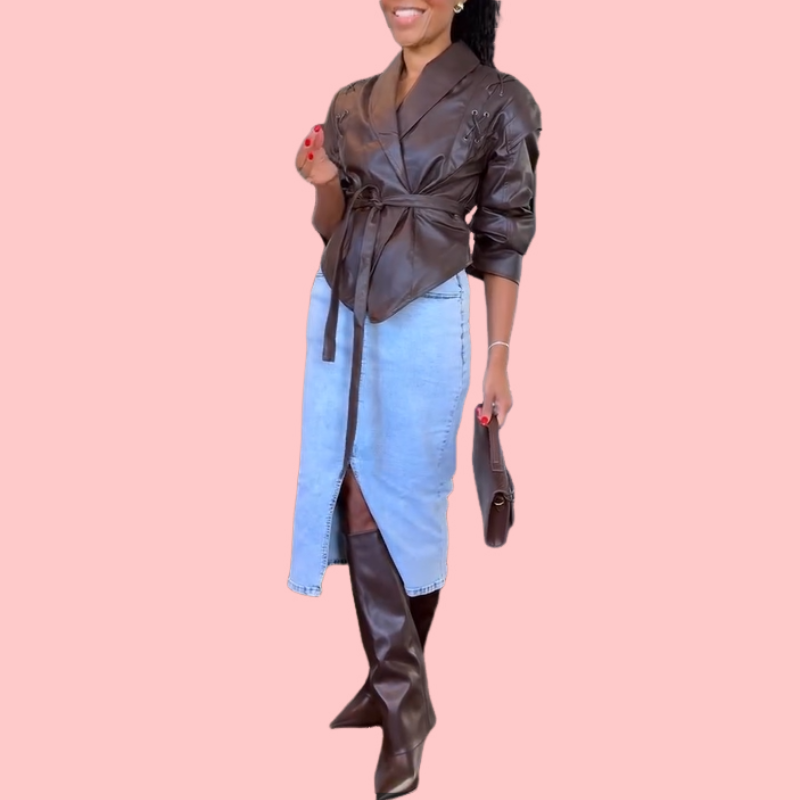 Strap Leather Jacket