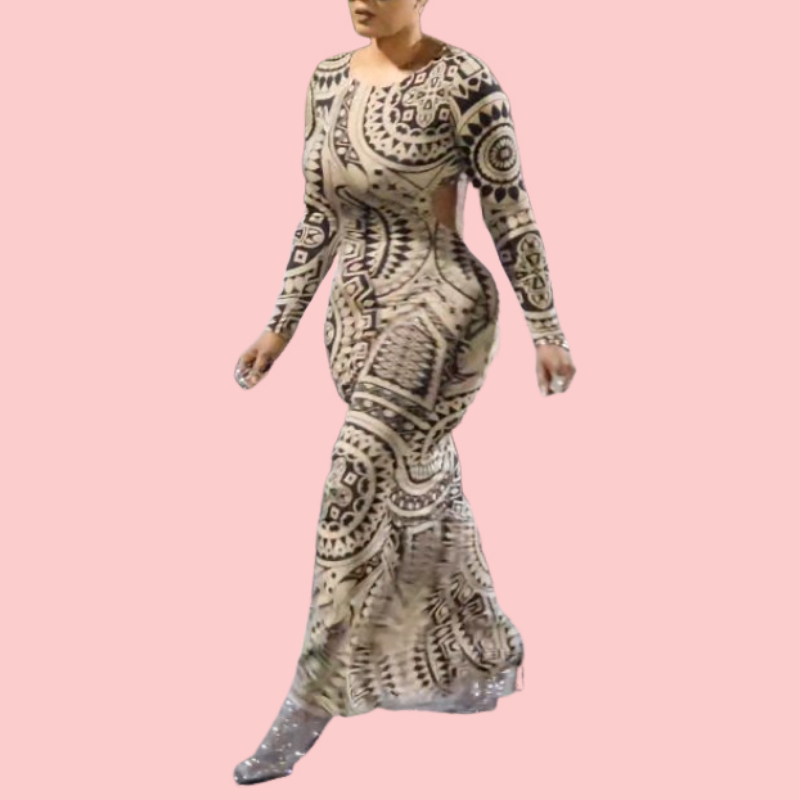 Floral Print Long-Sleeve Wrap Dress