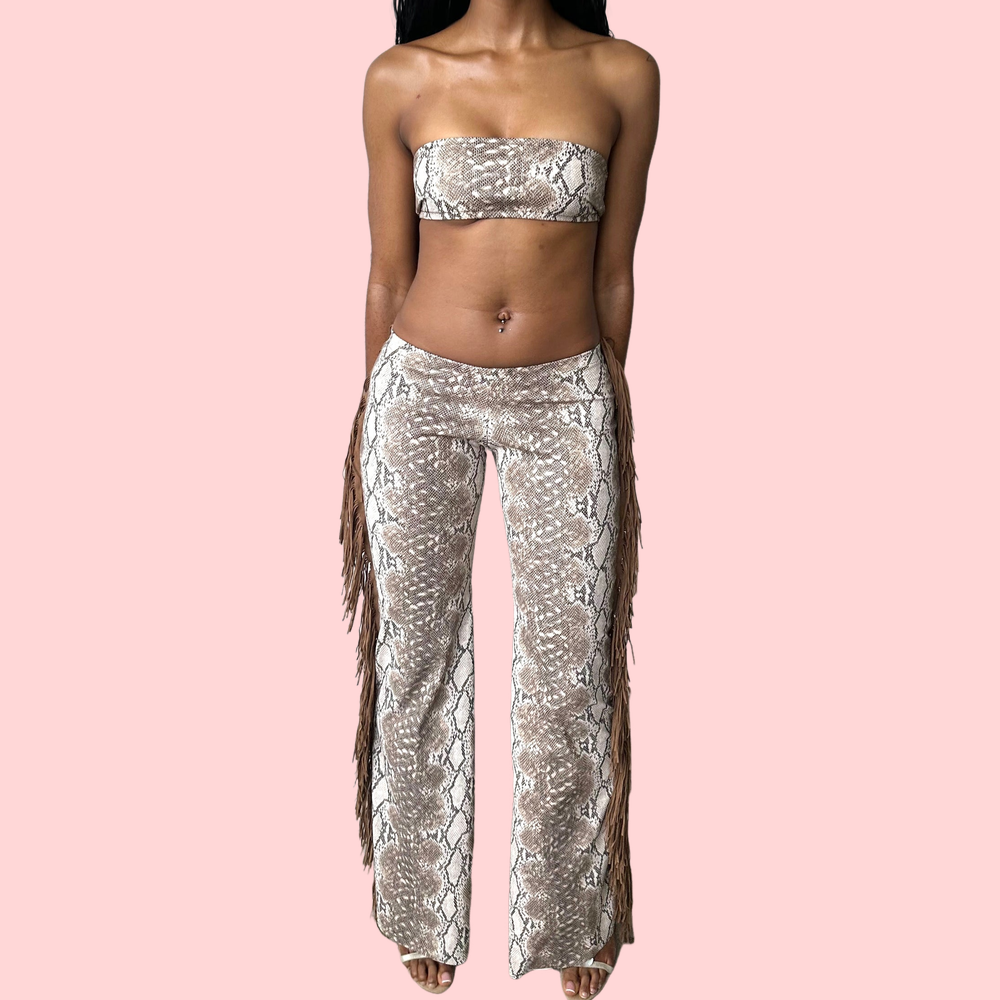 Fringed Slim Fit Pants