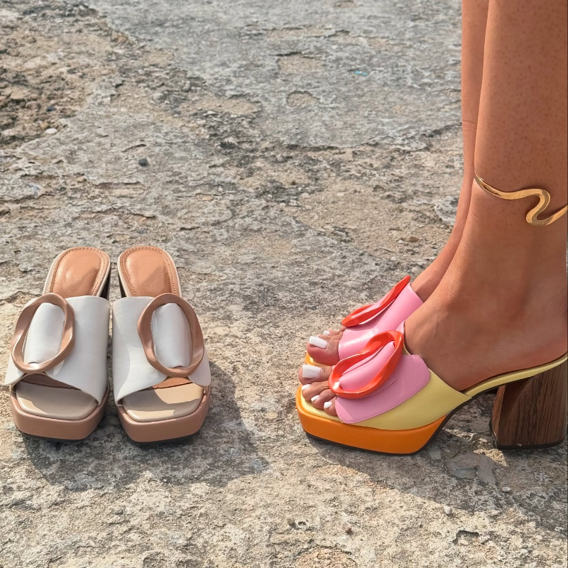 Women's Thick-Heeled Contrast Summer Sandals