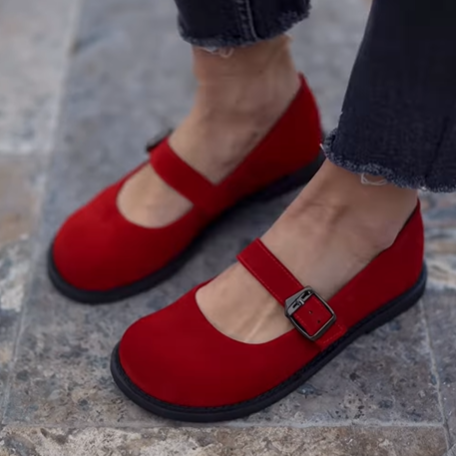 Red Round Toe Velcro Loafers