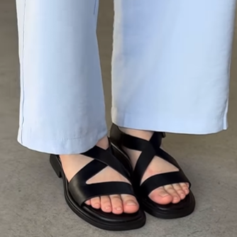 Black Leather Strappy Sandals