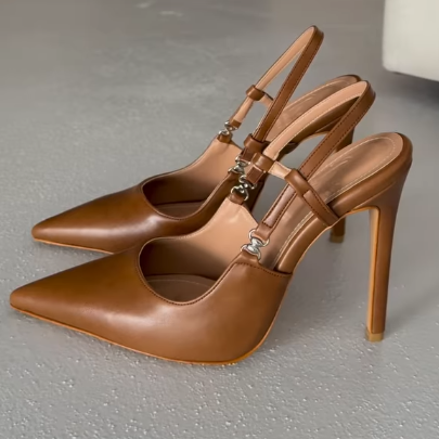 Brown Pointed Toe High Heels