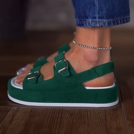Green Velcro Thick Bottom Sandals