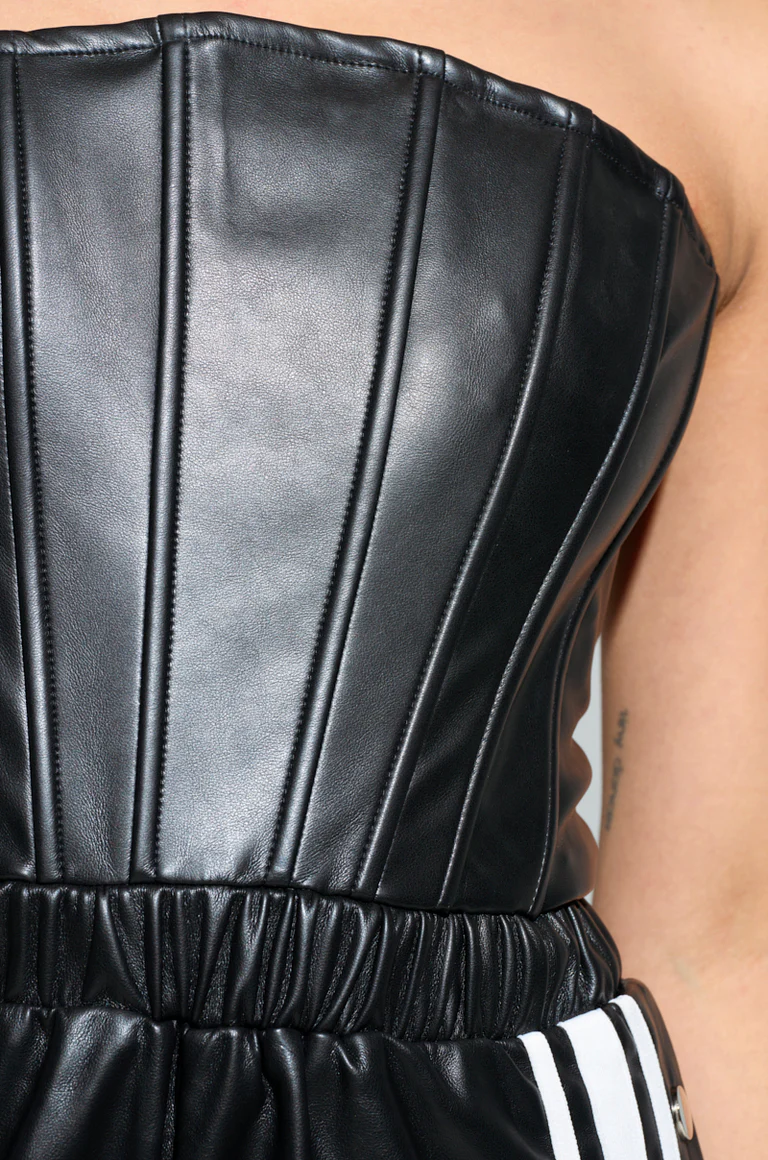Sheath Leather Striped Jumpsuit