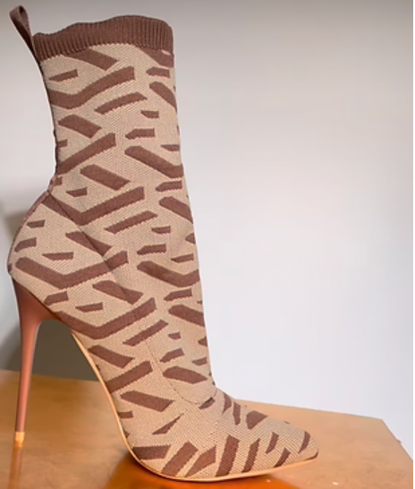 Stretch Knit High-Heel Boots