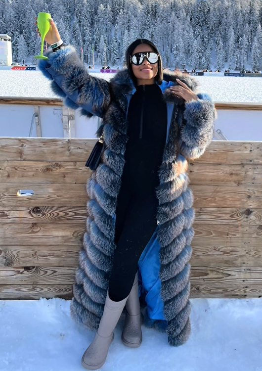 Long Blue Fur Coat
