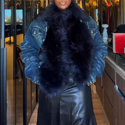 Fur Patchwork Denim Jacket