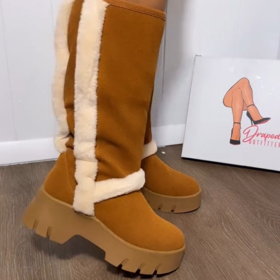 Mid-Calf Fleece-Lined Cotton Boots