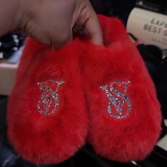 Rhinestone Fuzzy Slippers