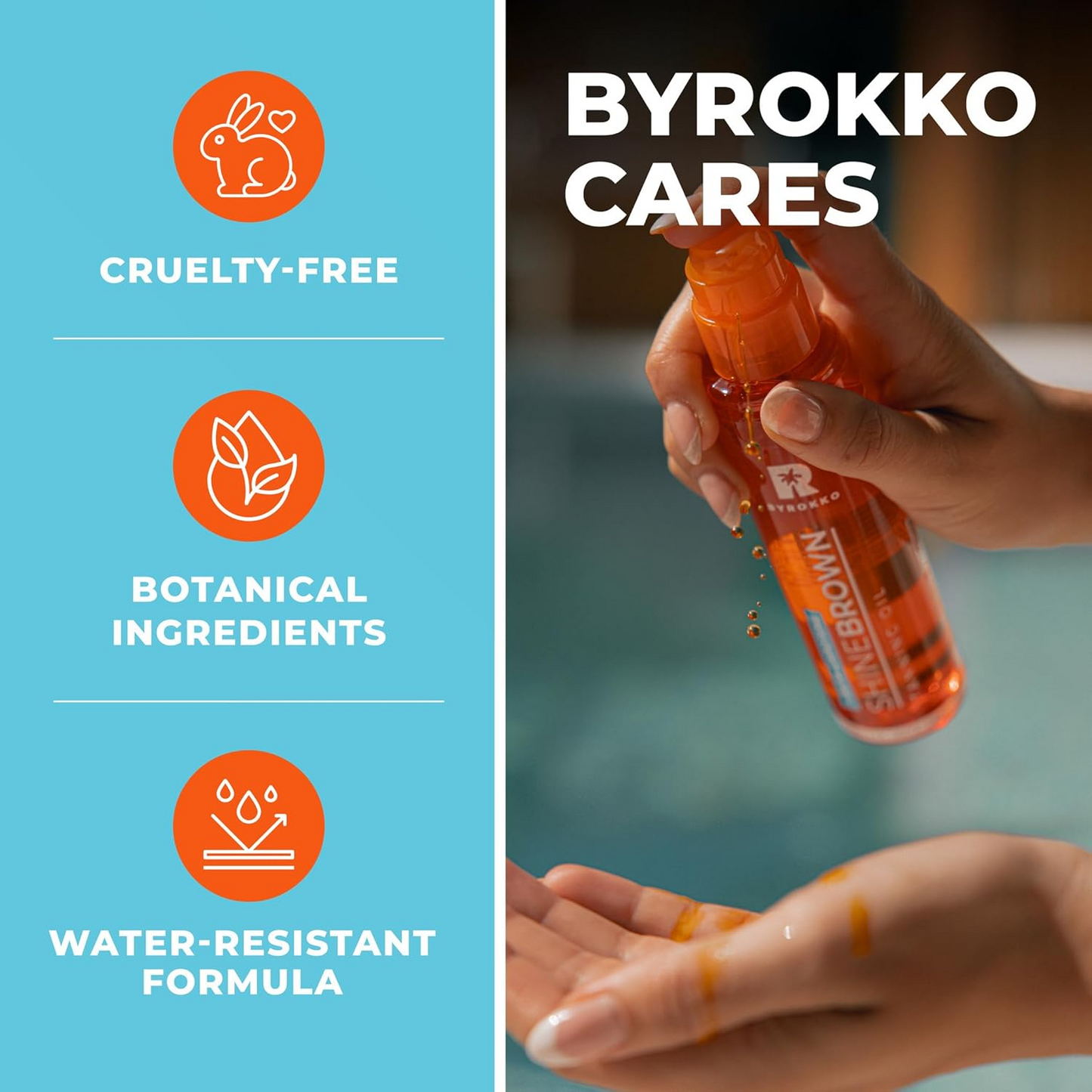 BYROKKO Shine Brown Beta Carotene Tanning Accelerator, Carroten Tanning Gel Effective in Sunbeds & Outdoor Sun, Natural Tan-boosting Sunbed Cream, 200 ml (Beta Carotene Oil 150 ml (Pack of 1))