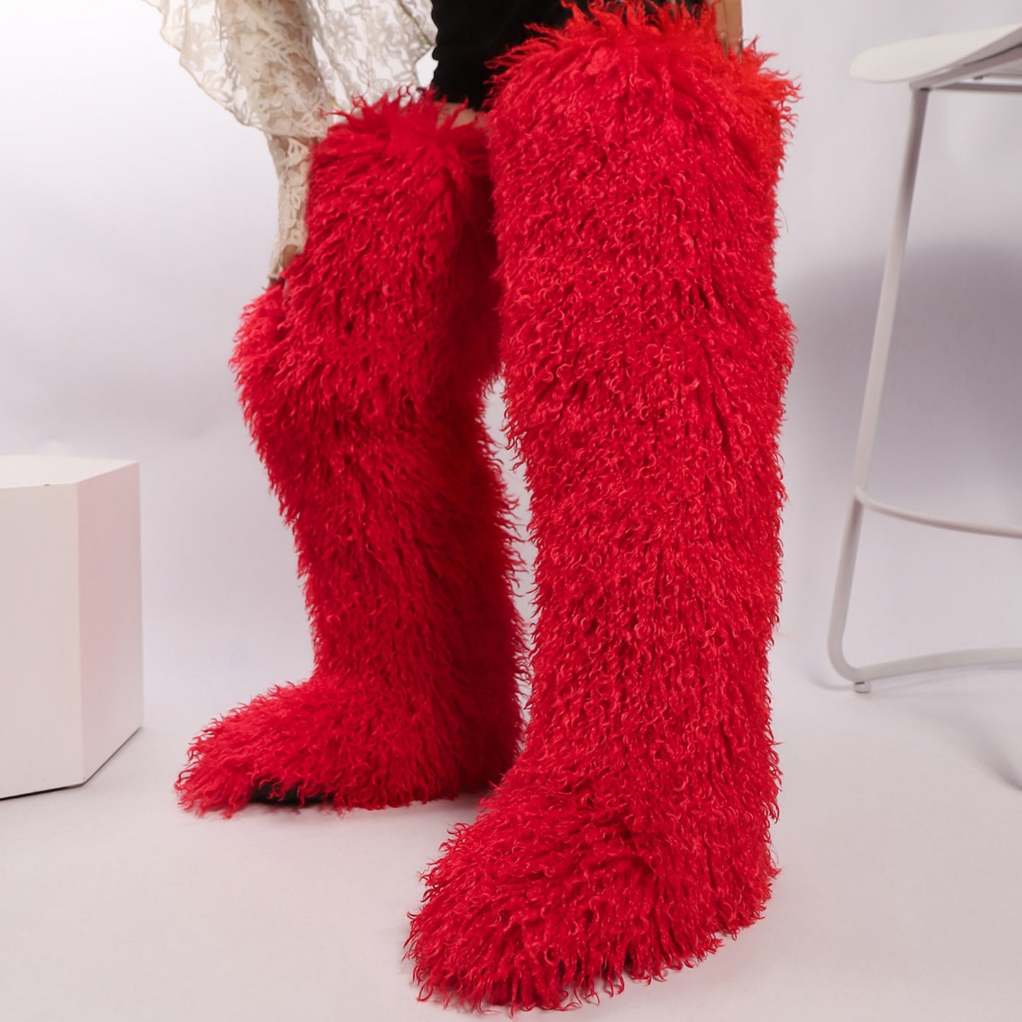 Faux Fur-Trimmed Boots