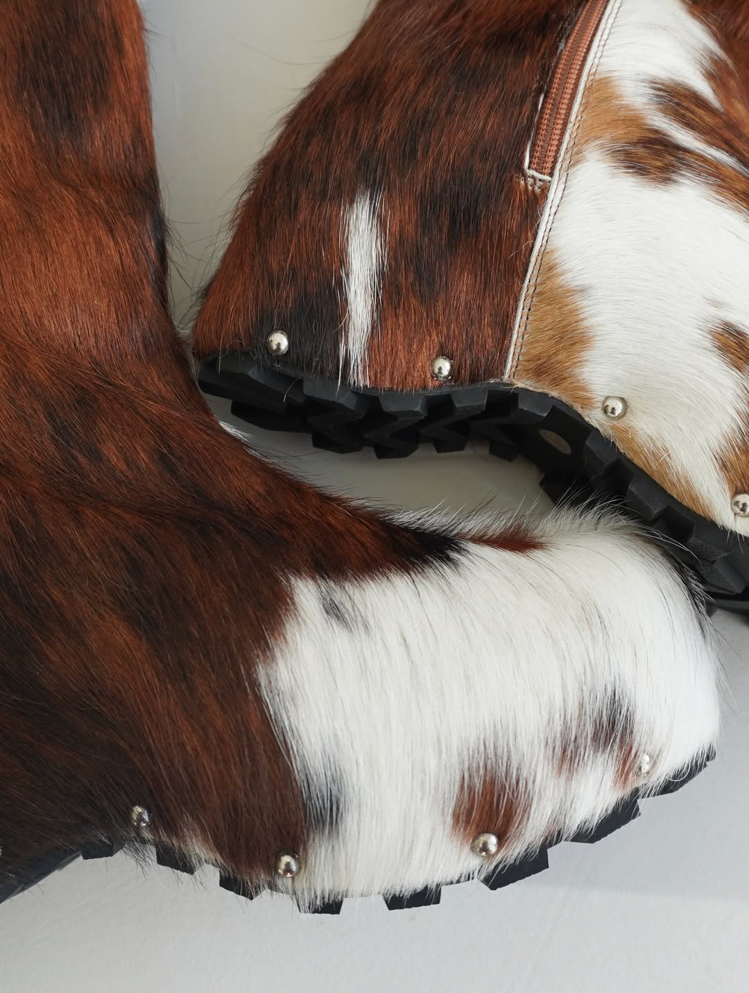 Plush Cow-Print Fleece-Lined Boots