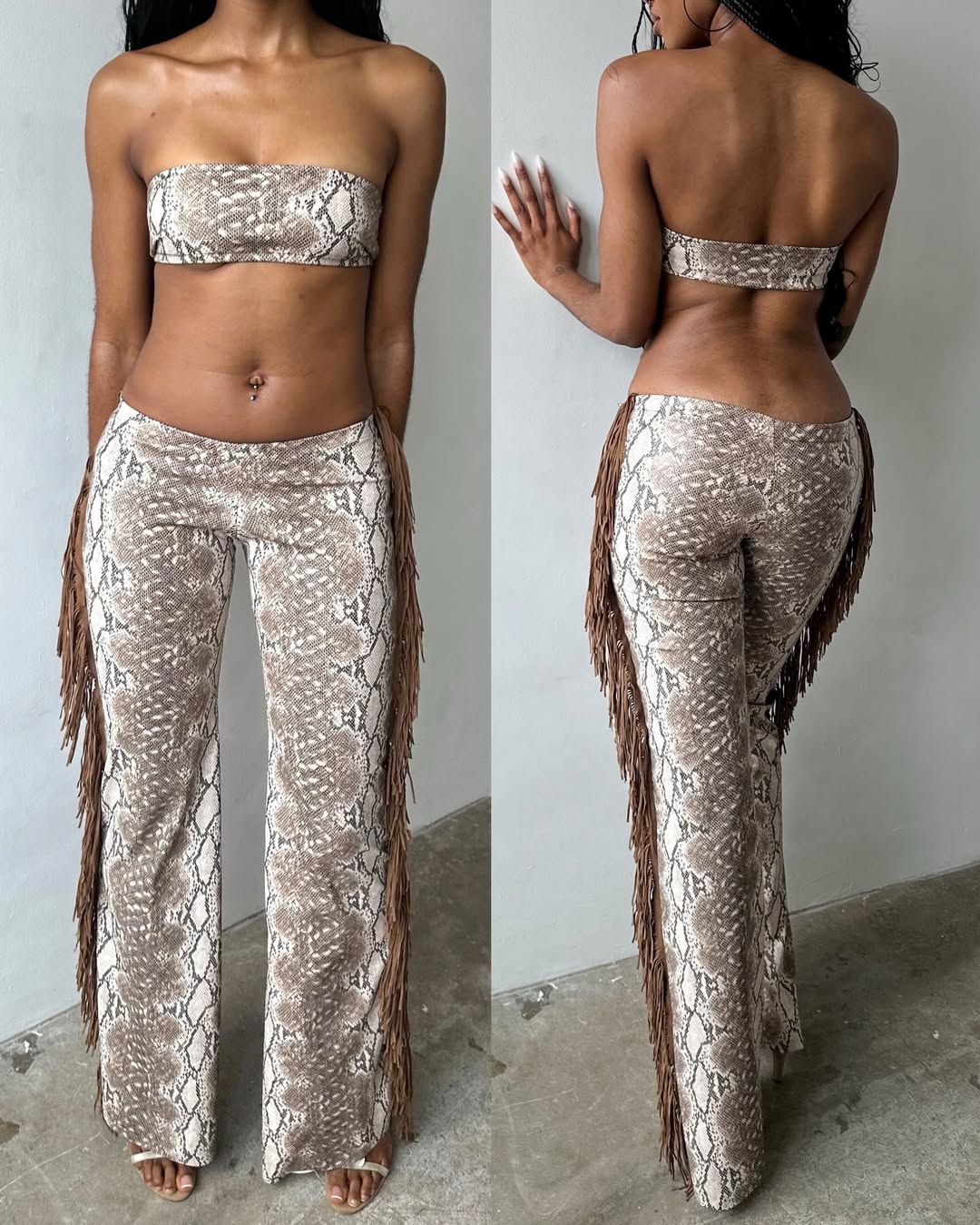 Fringed Slim Fit Pants