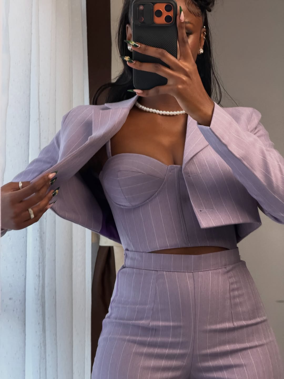 Purple Cropped Blazer Three-Piece Suit