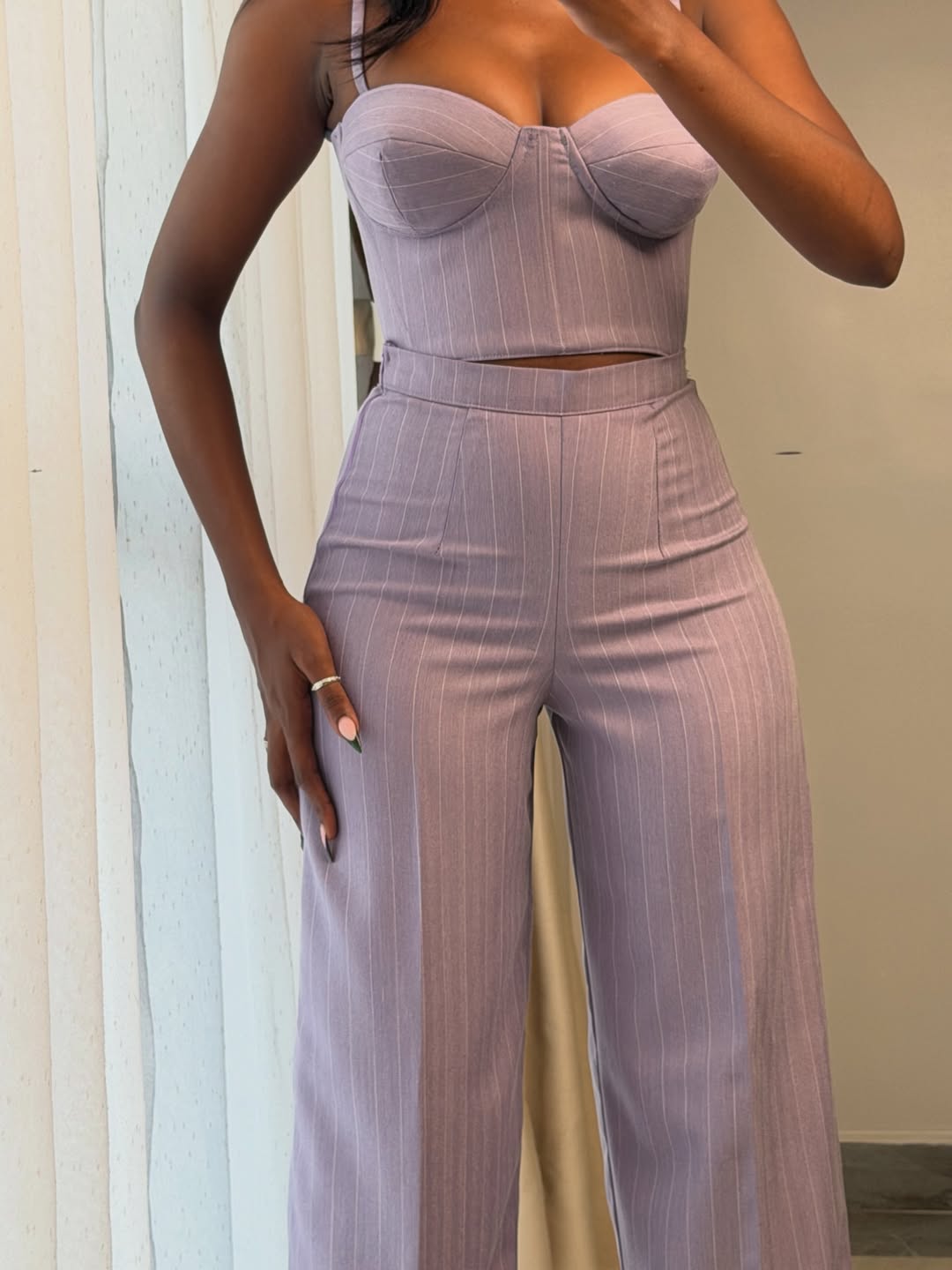 Purple Cropped Blazer Three-Piece Suit