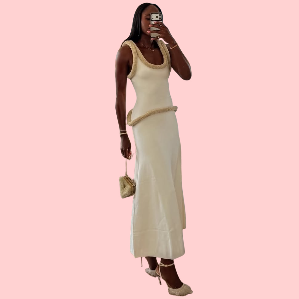 White Sleeveless Terry Cloth Maxi Dress