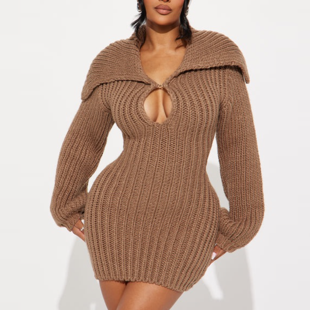 Cutout Knit Sweater Dress