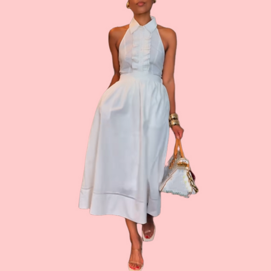 White Sleeveless Elegant Maxi Dress