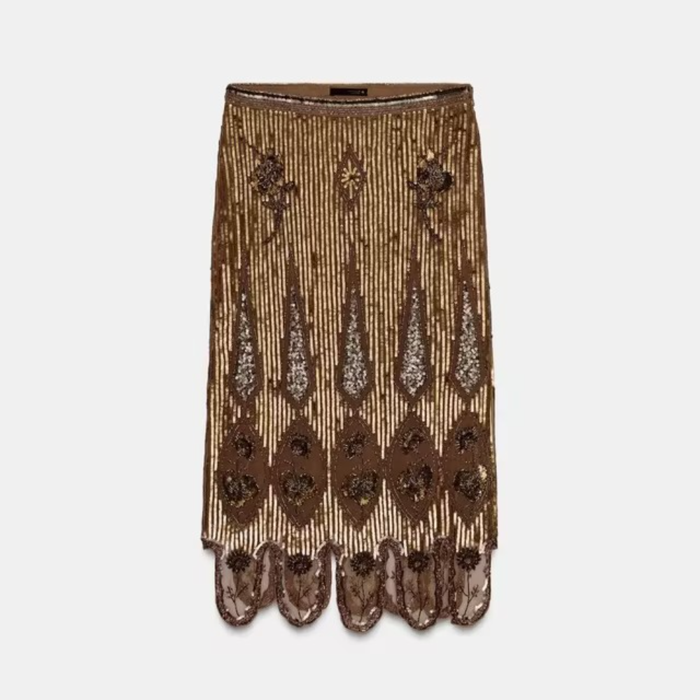 Gold Retro Sequin Skirt