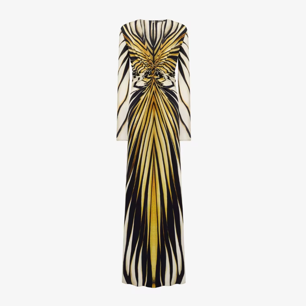 Ray Of Gold Print Maxi Dress