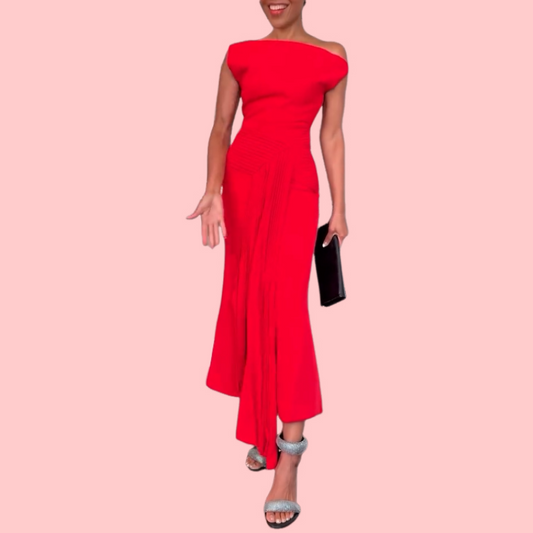 Red Shoulderless Elegant Maxi Dress