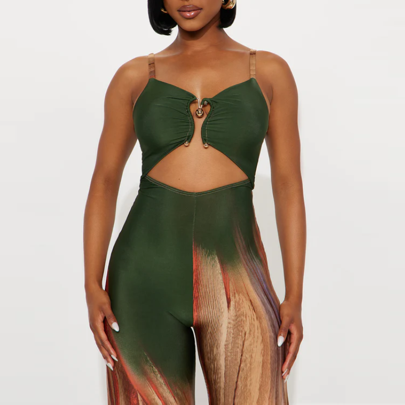 Green Gradient Cut-Out Jumpsuit