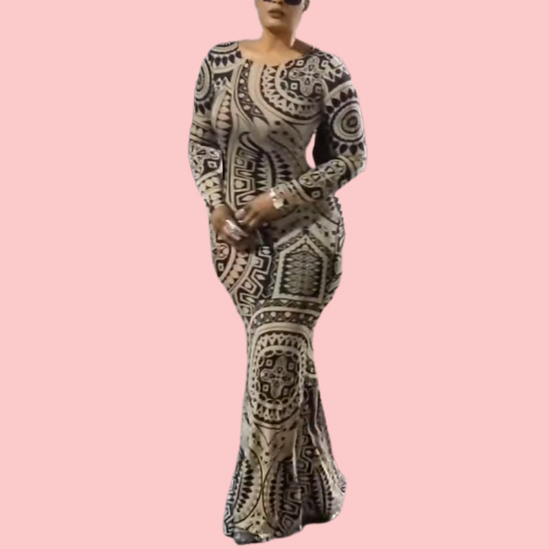 Floral Print Long-Sleeve Wrap Dress