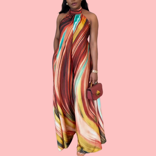 Colorful Tie-Dye Sleeveless Jumpsuit