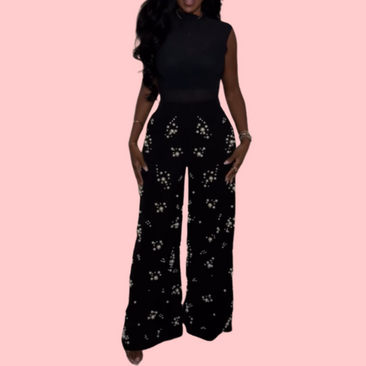 Black Pearl Embroidered Pants