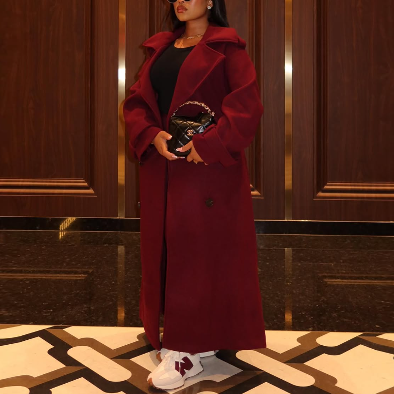 Burgundy Double-Breasted Coat