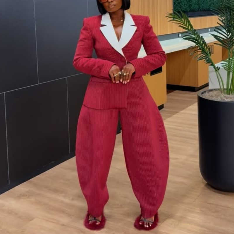 Red Blazer Two Piece Set