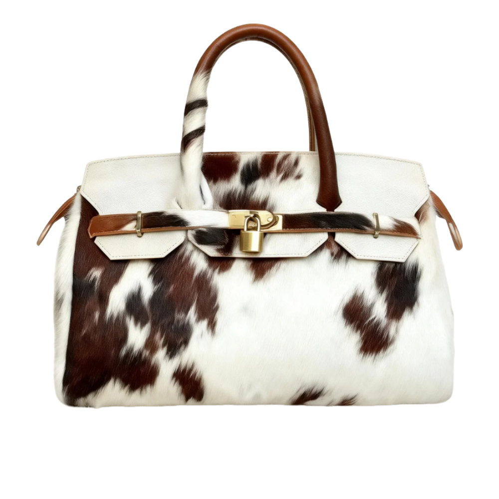 Cowhide Plush Handbag