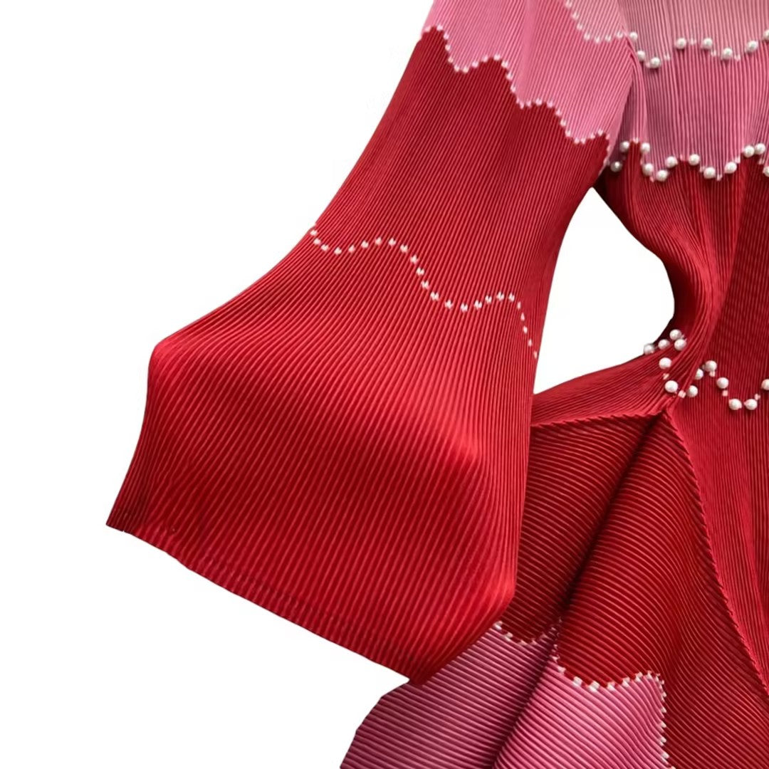 Pearl-embellished Elastic Tulle Dress