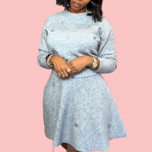 Rhinestone Sweater & Skirt Set