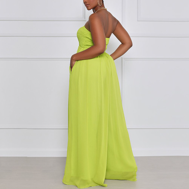 Solid Color Sheath Wide Leg Jumpsuit