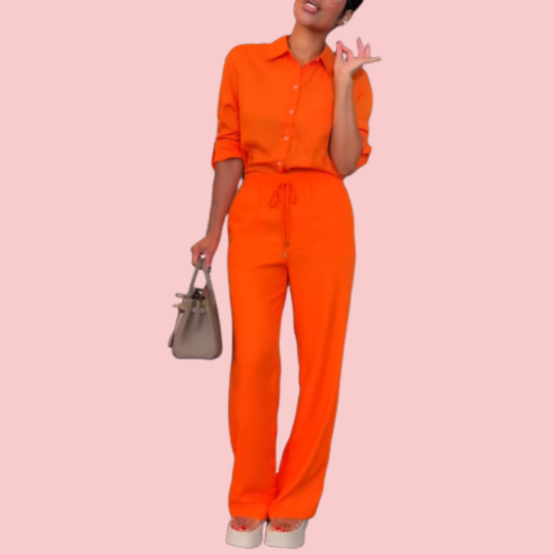 Orange Long Sleeve Shirt & Pants Set