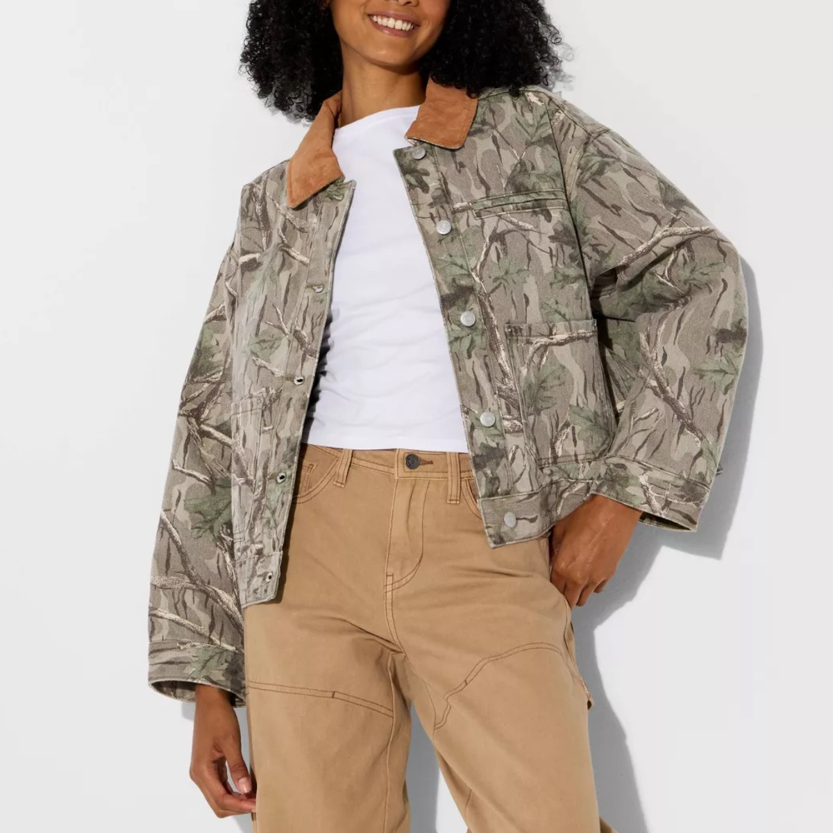 Camouflage Khaki Collar Jacket