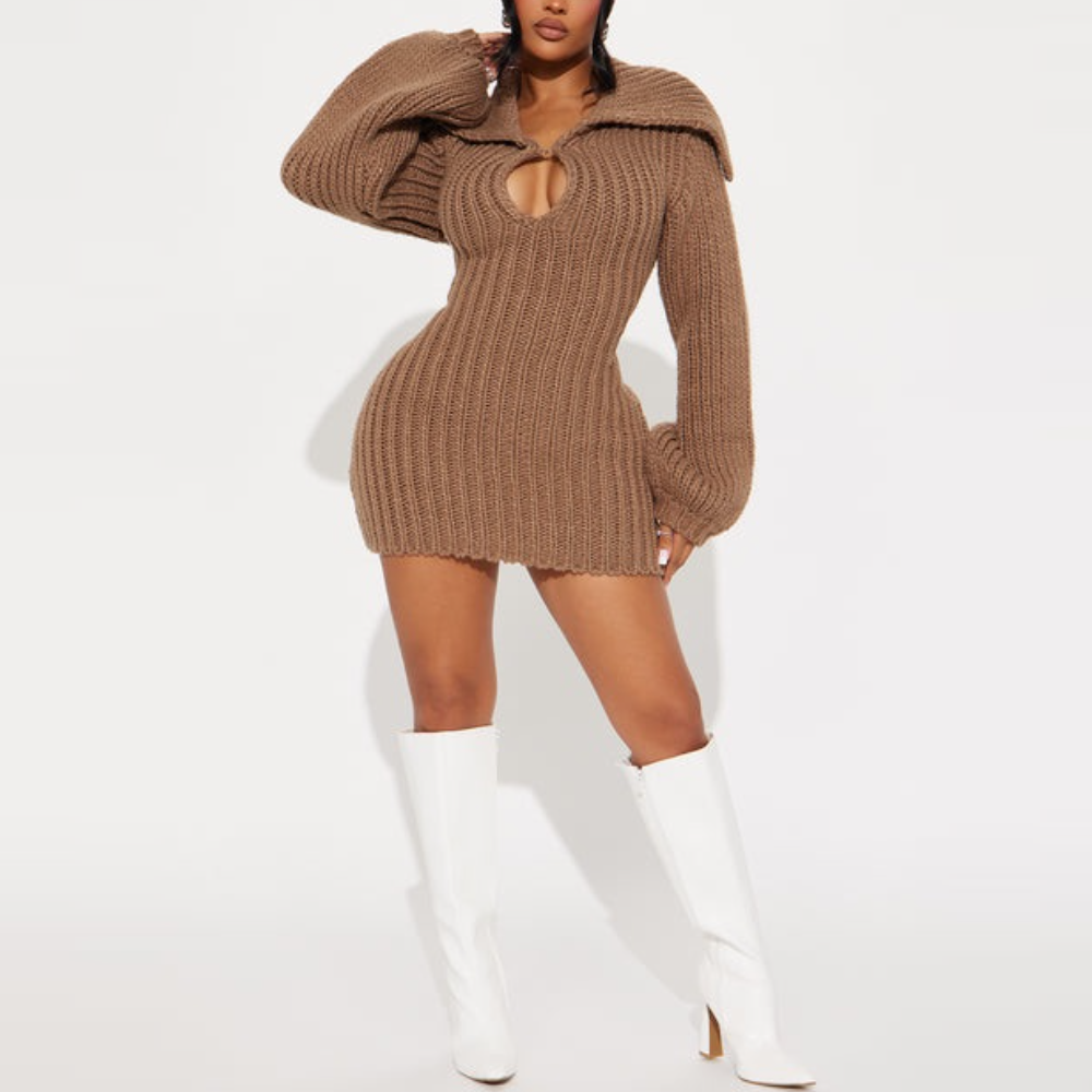 Cutout Knit Sweater Dress