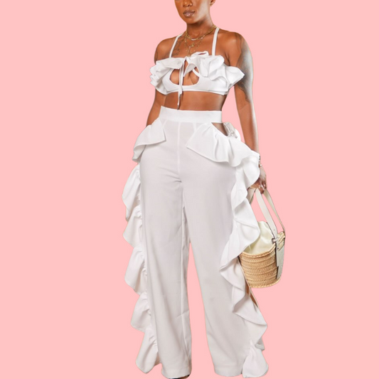 Camisole Ruffle Cutout Top & Pants Set
