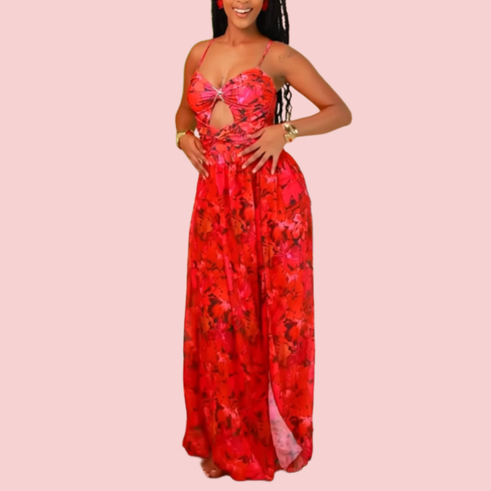 Floral One-Piece Swimsuit + Skirt Set