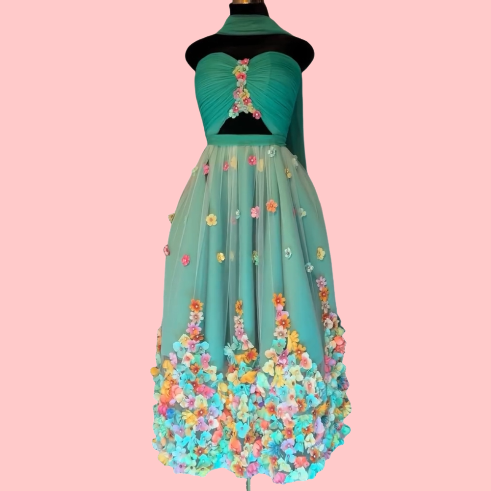 Floral Embroidered Mesh Maxi Dress