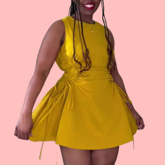 Yellow Sleeveless Strappy Mini Dress